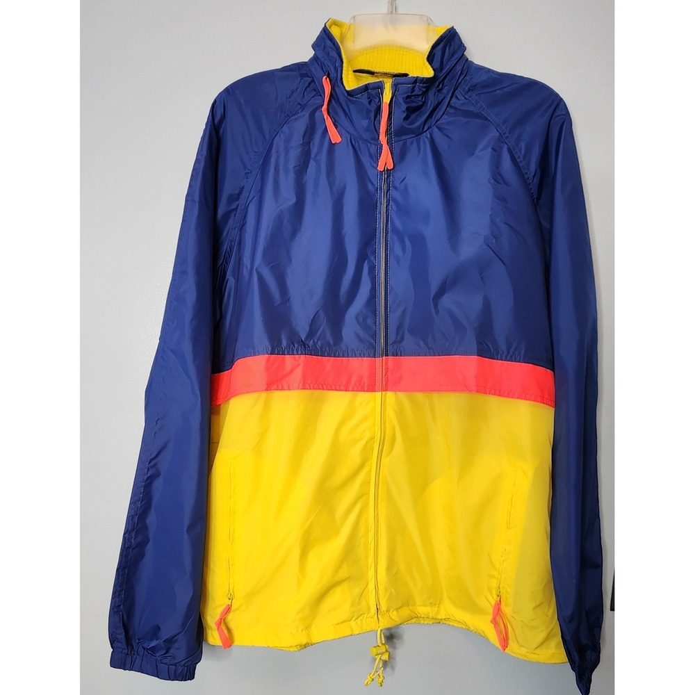 Vtg Woolrich Windbreaker Mens Medium Neon Colorblock Royal Sunbeam 80s EXC